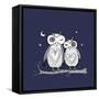 Two Cute Decorative Owls.-Katyau-Framed Stretched Canvas