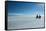 Two Cyclists Cycle in the Morning over the Salar De Uyuni-Alex Saberi-Framed Stretched Canvas