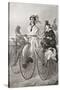 Two Cyclists on Penny Farthing Bicycles in the 19th Century. from Illustrierte Sittengeschichte Vom-null-Stretched Canvas