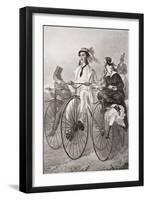 Two Cyclists on Penny Farthing Bicycles in the 19th Century. from Illustrierte Sittengeschichte Vom-null-Framed Giclee Print