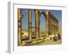 Two Cyclists Pass the Great Colonnade (Cardo), Palmyra, Unesco World Heritage Site, Syria-Eitan Simanor-Framed Photographic Print