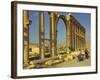 Two Cyclists Pass the Great Colonnade (Cardo), Palmyra, Unesco World Heritage Site, Syria-Eitan Simanor-Framed Photographic Print