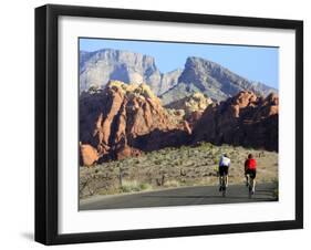 Two Cyclists Ride Along the 13-Mile-Long Scenic Drive-null-Framed Photographic Print