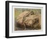 Two dancers at rest. 1890-1895. Charcoal, pastel highlights on paper.-Edgar Degas-Framed Giclee Print