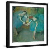 Two dancers resting, or two dancers in blue Pastel, 1898-Edgar Degas-Framed Giclee Print