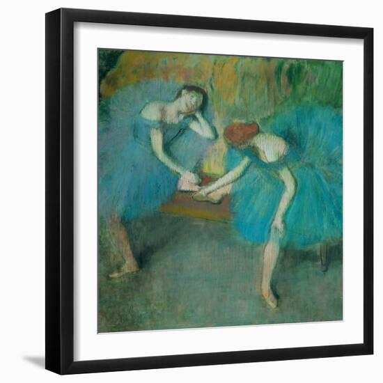 Two dancers resting, or two dancers in blue Pastel, 1898-Edgar Degas-Framed Giclee Print