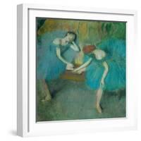 Two dancers resting, or two dancers in blue Pastel, 1898-Edgar Degas-Framed Giclee Print