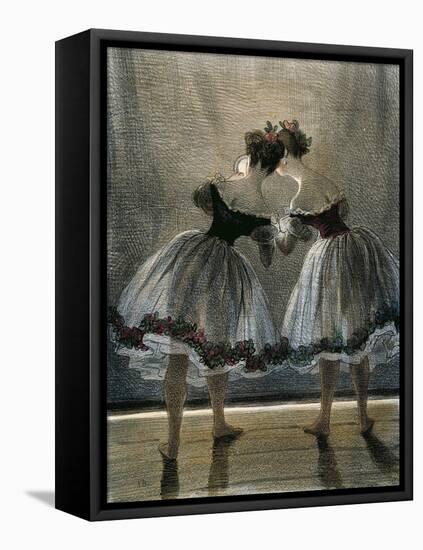 Two Dancers Seen from Behind-Paul Gavarni-Framed Stretched Canvas