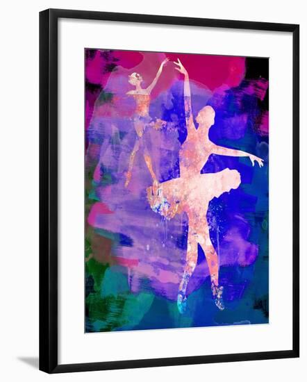 Two Dancing Ballerinas Watercolor 1-Irina March-Framed Art Print