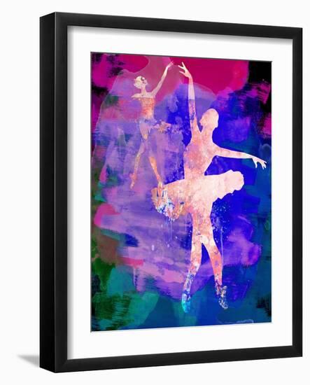 Two Dancing Ballerinas Watercolor 1-Irina March-Framed Art Print