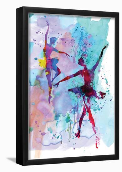 Two Dancing Ballerinas Watercolor 2-Irina March-Framed Poster