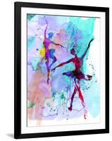 Two Dancing Ballerinas Watercolor 2-Irina March-Framed Art Print