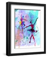 Two Dancing Ballerinas Watercolor 2-Irina March-Framed Art Print