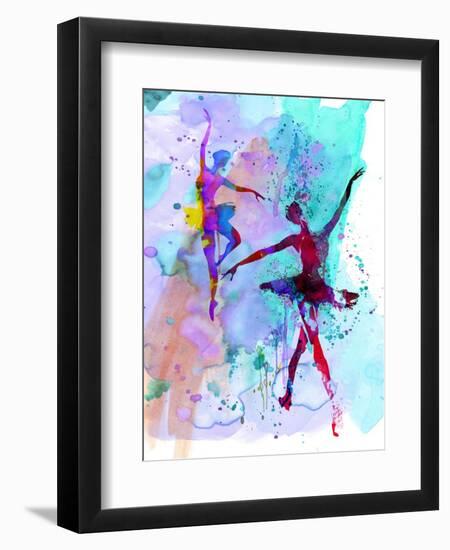 Two Dancing Ballerinas Watercolor 2-Irina March-Framed Art Print