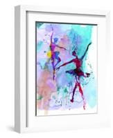 Two Dancing Ballerinas Watercolor 2-Irina March-Framed Art Print