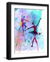 Two Dancing Ballerinas Watercolor 2-Irina March-Framed Art Print