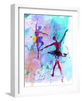 Two Dancing Ballerinas Watercolor 2-Irina March-Framed Art Print