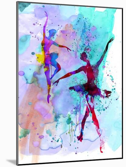 Two Dancing Ballerinas Watercolor 2-Irina March-Mounted Art Print