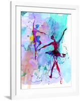 Two Dancing Ballerinas Watercolor 2-Irina March-Framed Art Print