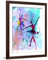 Two Dancing Ballerinas Watercolor 2-Irina March-Framed Art Print