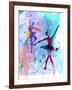 Two Dancing Ballerinas Watercolor 2-Irina March-Framed Art Print