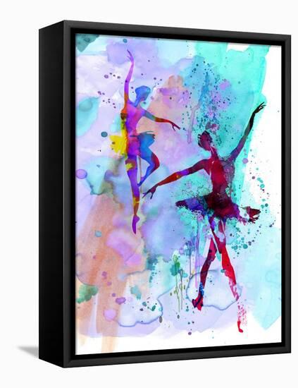 Two Dancing Ballerinas Watercolor 2-Irina March-Framed Stretched Canvas