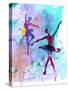 Two Dancing Ballerinas Watercolor 2-Irina March-Stretched Canvas