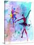 Two Dancing Ballerinas Watercolor 2-Irina March-Stretched Canvas