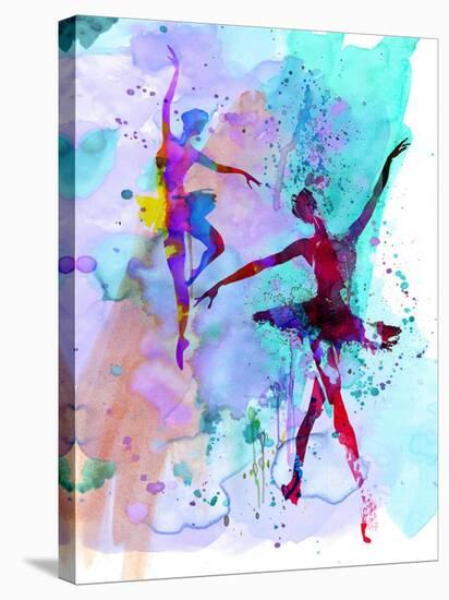 Two Dancing Ballerinas Watercolor 2-Irina March-Stretched Canvas