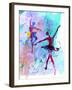 Two Dancing Ballerinas Watercolor 2-Irina March-Framed Art Print