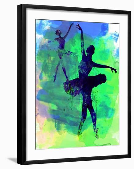 Two Dancing Ballerinas Watercolor 3-Irina March-Framed Art Print