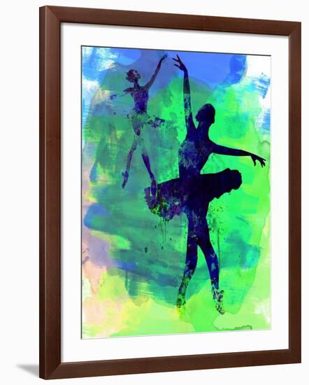 Two Dancing Ballerinas Watercolor 3-Irina March-Framed Art Print