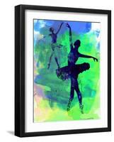 Two Dancing Ballerinas Watercolor 3-Irina March-Framed Art Print