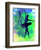 Two Dancing Ballerinas Watercolor 3-Irina March-Framed Art Print