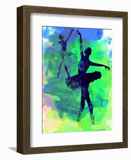 Two Dancing Ballerinas Watercolor 3-Irina March-Framed Art Print