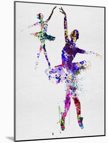 Two Dancing Ballerinas Watercolor 4-Irina March-Mounted Art Print