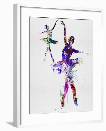 Two Dancing Ballerinas Watercolor 4-Irina March-Framed Art Print