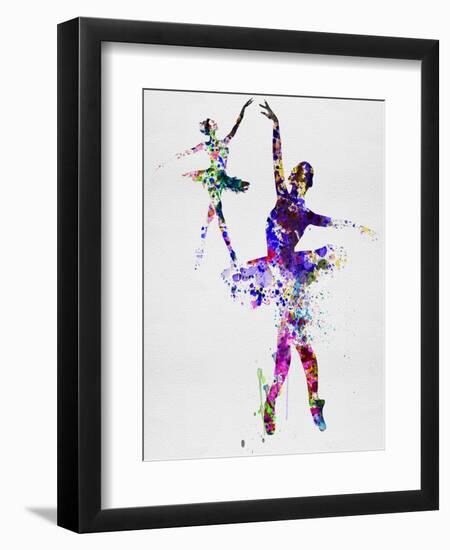 Two Dancing Ballerinas Watercolor 4-Irina March-Framed Art Print