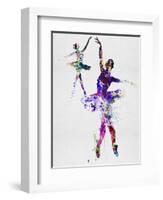 Two Dancing Ballerinas Watercolor 4-Irina March-Framed Art Print