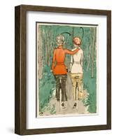 Two Danish Women Go Cycling in the Woods-null-Framed Art Print