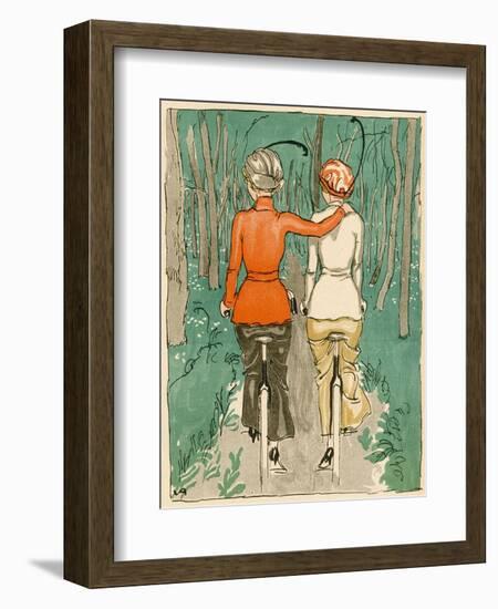 Two Danish Women Go Cycling in the Woods-null-Framed Art Print