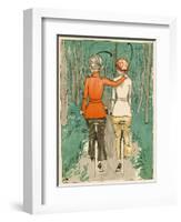 Two Danish Women Go Cycling in the Woods-null-Framed Art Print