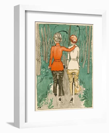 Two Danish Women Go Cycling in the Woods-null-Framed Art Print