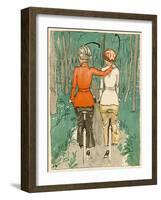 Two Danish Women Go Cycling in the Woods-null-Framed Art Print