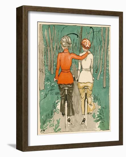 Two Danish Women Go Cycling in the Woods-null-Framed Art Print