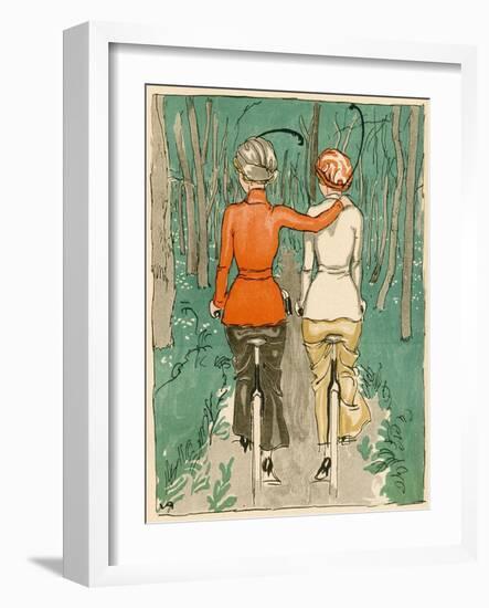 Two Danish Women Go Cycling in the Woods-null-Framed Art Print