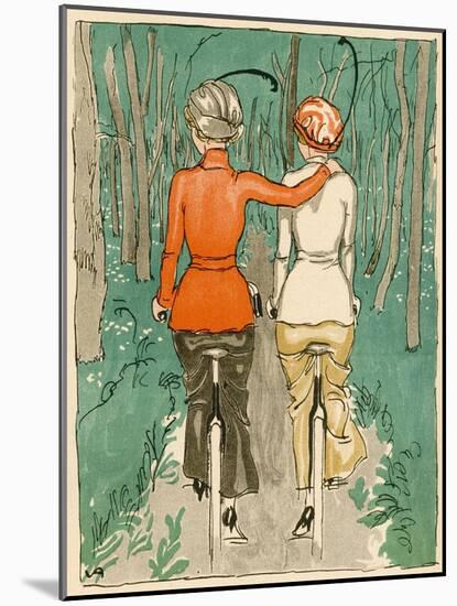 Two Danish Women Go Cycling in the Woods-null-Mounted Art Print