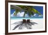 Two deck chairs under palm trees and tropical beach, The Maldives, Indian Ocean, Asia-Sakis Papadopoulos-Framed Photographic Print