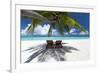 Two deck chairs under palm trees and tropical beach, The Maldives, Indian Ocean, Asia-Sakis Papadopoulos-Framed Photographic Print