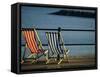 Two Deckchairs on the Seafront, Sidmouth, Devon, England, UK, Europe-John Miller-Framed Stretched Canvas